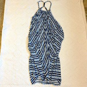 midnight tie dye blue and white wrap cover up lounge dress Size S